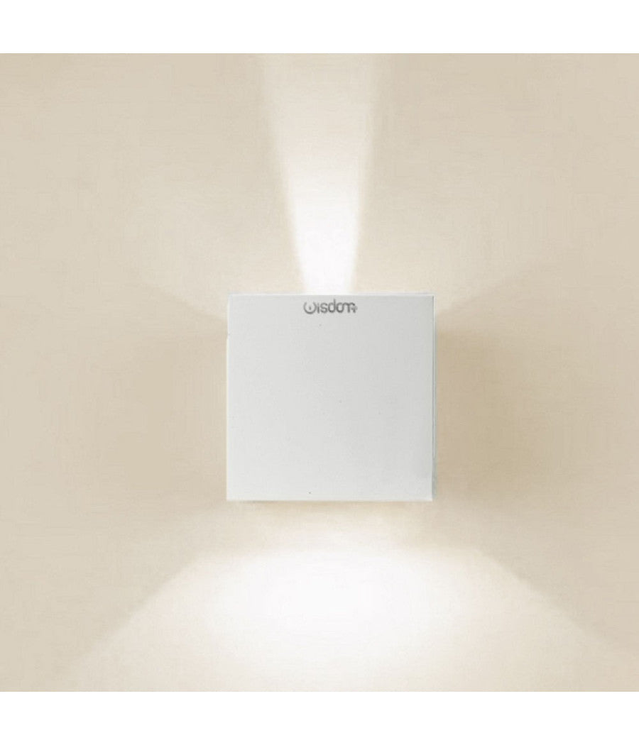 Applique Led Cubo Lampada Da Parete Wisdom 6w 810lm Luce Regolabile Updown Ip65  -bianco Naturale      -