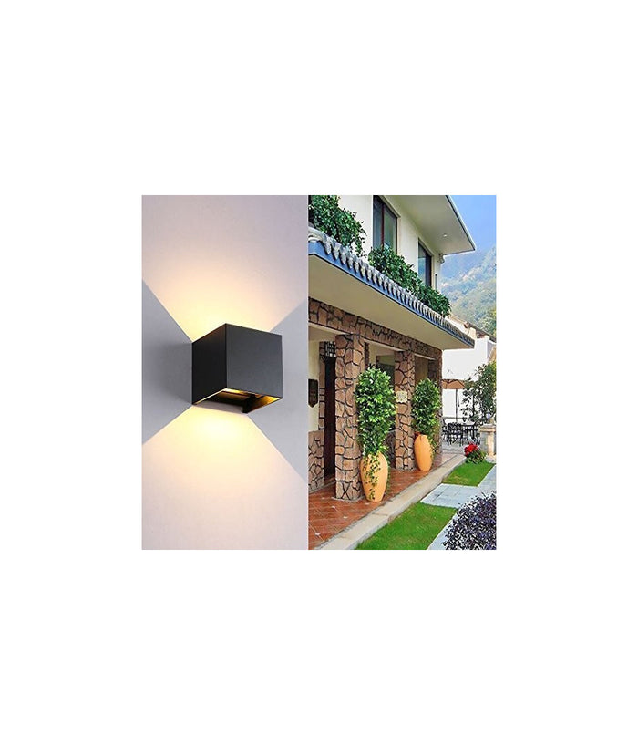 Applique Led Cubo Nero Lampada Da Parete 5w 750lmn Luce Regolabile Updown Ip65  -bianco Freddo      -