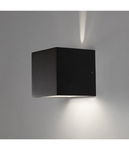 Applique Led Cubo Nero Lampada Da Parete 5w 750lmn Luce Regolabile Updown Ip65  -bianco Naturale      -