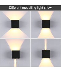 Applique Led Cubo Nero Lampada Da Parete 5w 750lmn Luce Regolabile Updown Ip65         