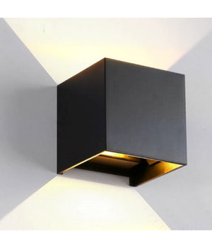 Applique Led Cubo Nero Lampada Da Parete 5w 750lmn Luce Regolabile Updown Ip65  -bianco Naturale      -