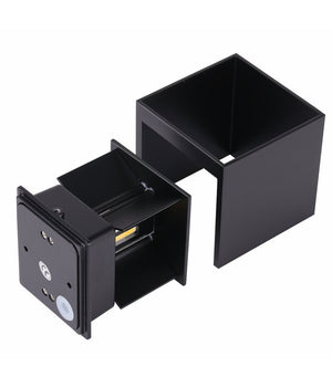 Applique Led Cubo Nero Lampada Da Parete 5w 750lmn Luce Regolabile Updown Ip65  -bianco Naturale      -
