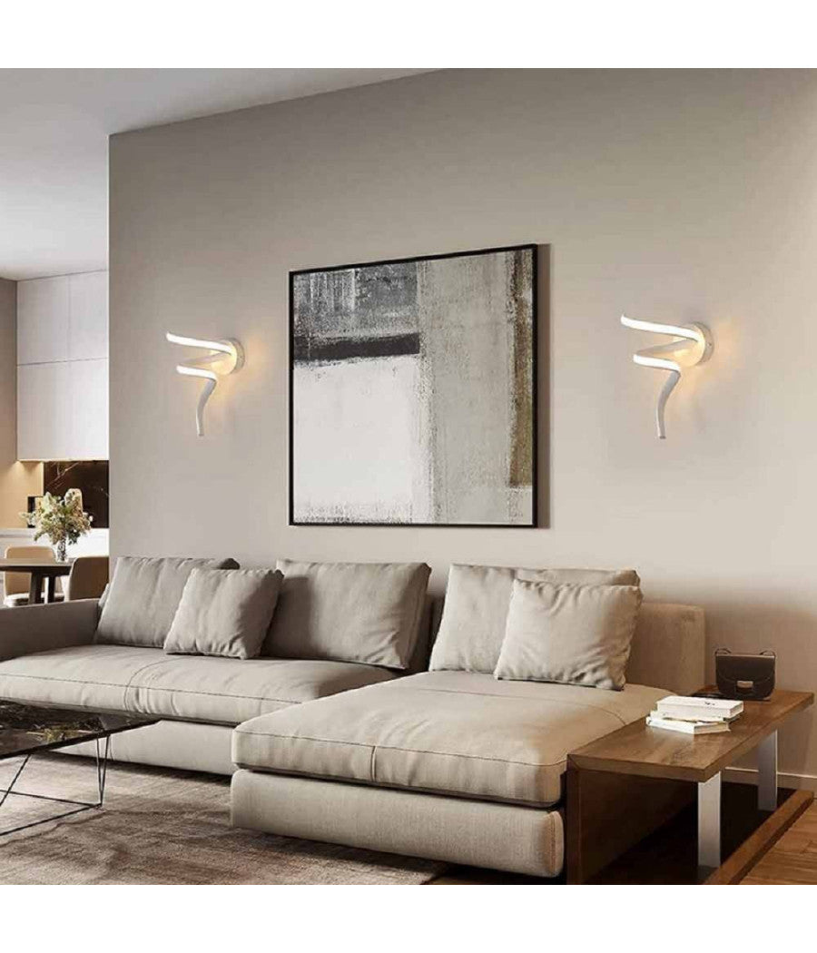 Applique Led Curvo 10 W Lampada Da Parete Stilizzata 3 Colorazioni Luce Aq19-3c         