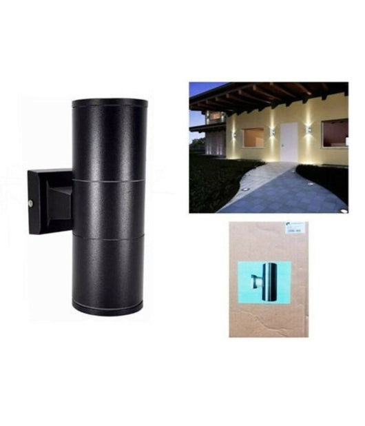 Applique Led Da Esterno Faretto Doppia Illuminazione Giardino Parete Nera         