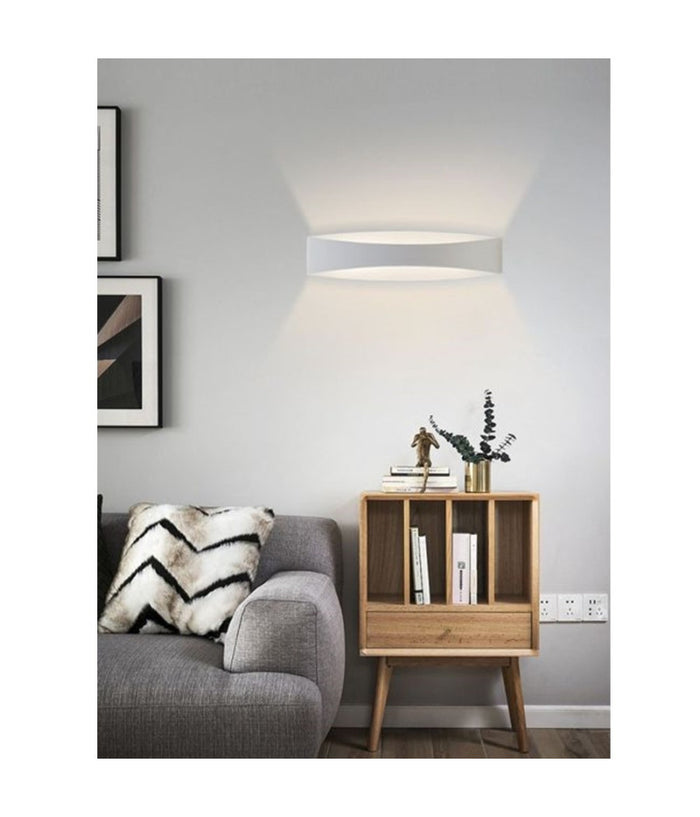 Applique Led Da Muro 12w Up & Down In Alluminio Bianco 3 Temperature Luce E59-b3c         