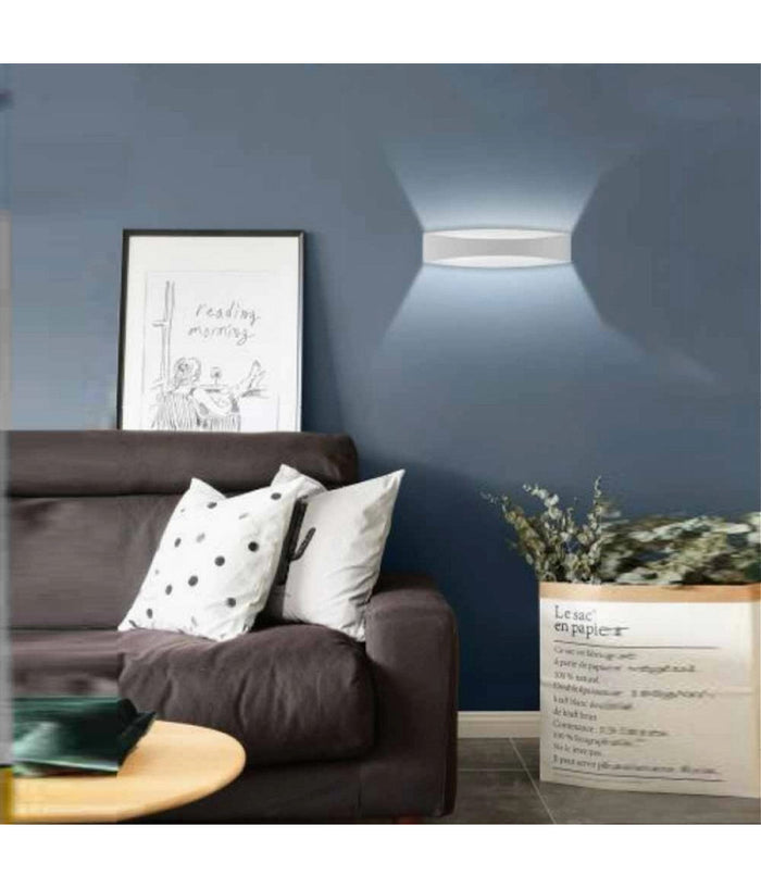 Applique Led Da Muro 12w Up & Down In Alluminio Bianco 3 Temperature Luce E59-b3c         
