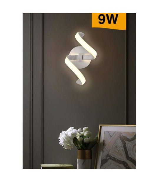 Applique Led Da Muro 9 Watt Curva Spirale Luce Naturale Fredda Calda E58 Bianca  -bianco Caldo      -
