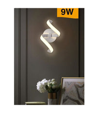 Applique Led Da Muro 9 Watt Curva Spirale Luce Naturale Fredda Calda E58 Bianca         