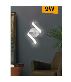 Applique Led Da Muro 9 Watt Curva Spirale Luce Naturale Fredda Calda E58 Bianca  -bianco Naturale      -