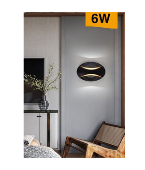 Applique Led Da Muro Doppia Emissione 6 W Lampada Ovale 3 Modalità  Luce Aq15-n3c         