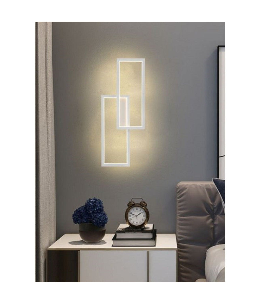 Applique Led Da Parete 32w 2 Rettangoli Aperti Luce Calda Fredda Naturale Aq25-b  -bianco Caldo      -