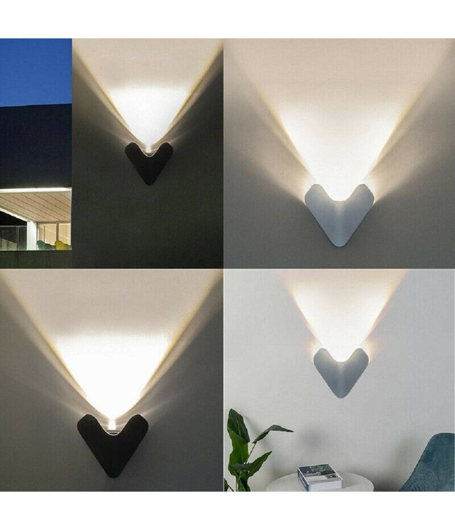 Applique Led Esterno Parete 12 W Alluminio Nero Luce Fredda Calda Naturale Es61         