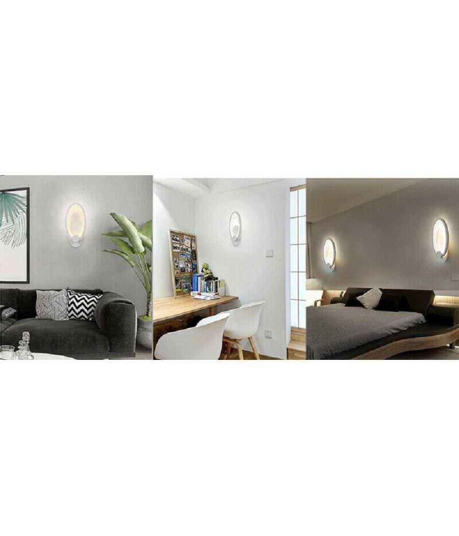 Applique Led Ovale 9 Watt Parete Lumetto Luce Bianca Fredda Calda Naturale E25         