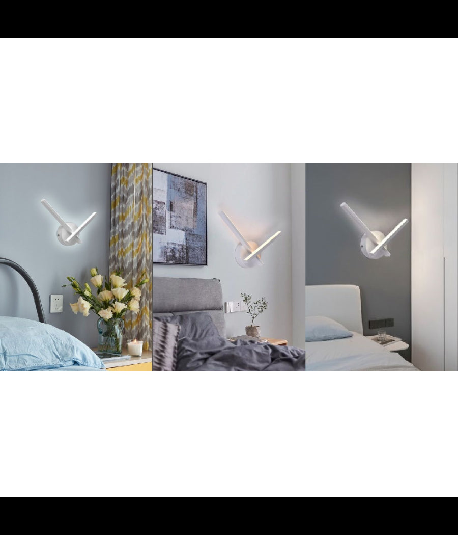 Applique Led Parete 6 W 2 Bracci Incrociati Moderno Luce 3000k 4000k 6500k E67-b         