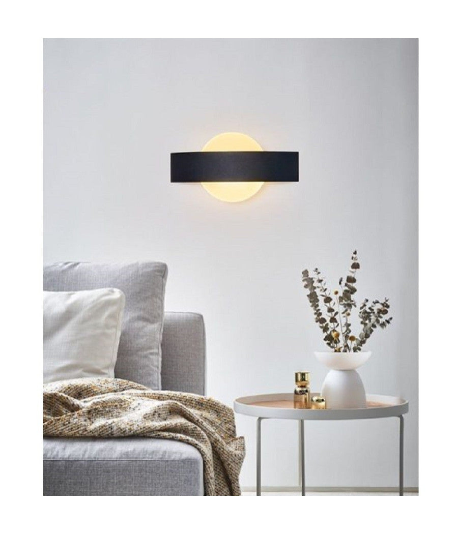 Applique Led Parete Moderna Nera 8 W Doppia Emissione Luce 6500k 3000k 4000k E17         