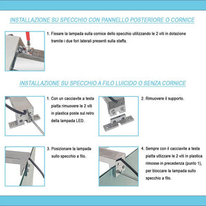 Applique LED per specchio 50 cm luce naturale e doppia installazione