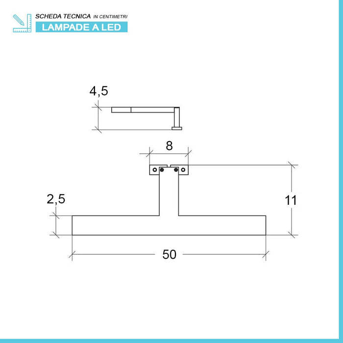 Applique LED per specchio 50 cm luce naturale e doppia installazione