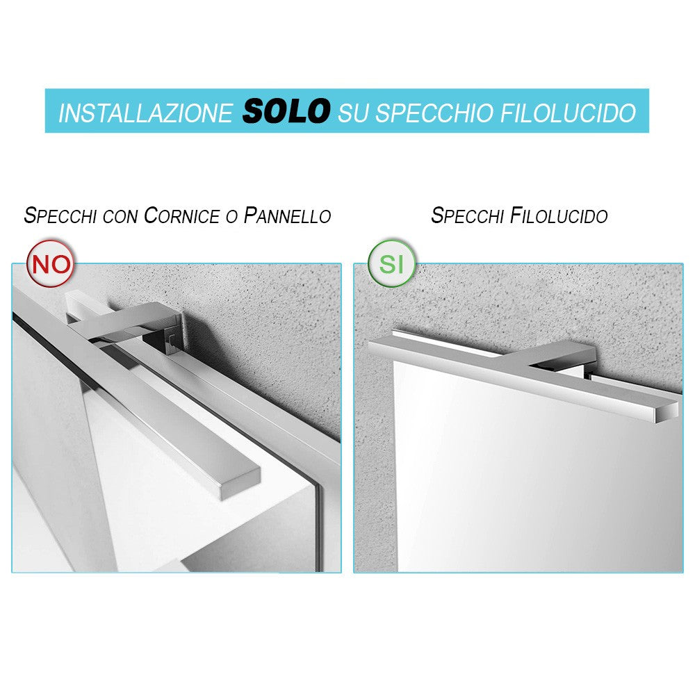 Applique LED per specchio a filo con luce naturale in ABS cromato