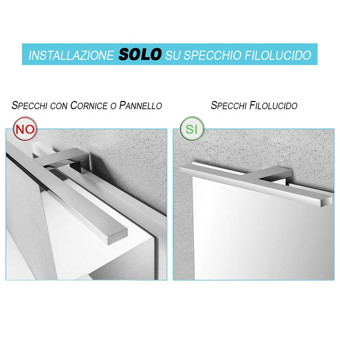 Applique LED per specchio a filo con luce naturale in ABS cromato