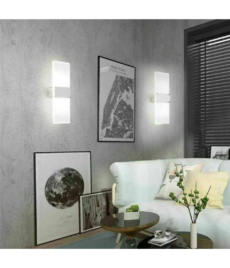 Applique Led Rettangolare 10w Parete Doppia Emissione 3 Colorazioni Luce E37-b3c         