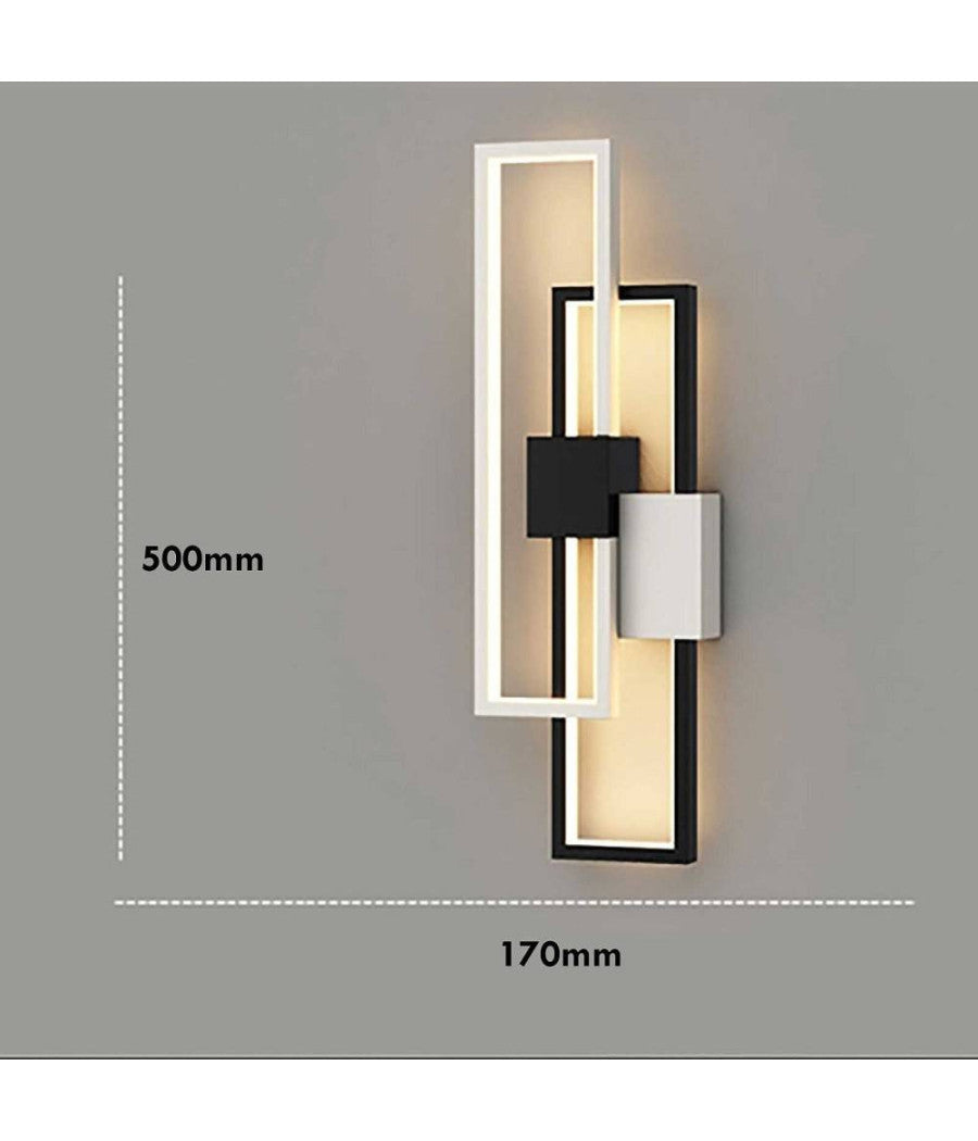 Applique Led Rettangolare 2x23w Cct 3000k A 6500k Parete Dimmerabile Telecomando         