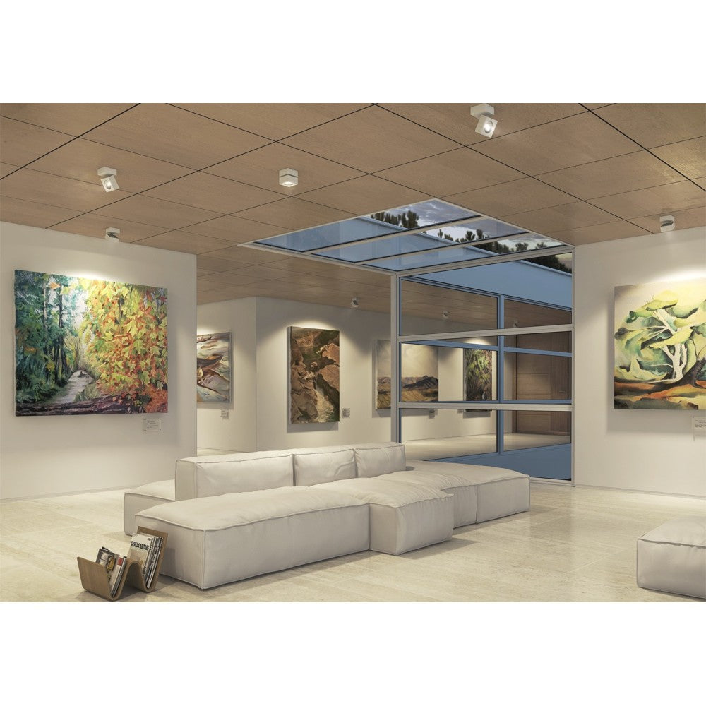 Applique Mini Rubyc Tricolore da 7w a led orientabile quadrata bianca