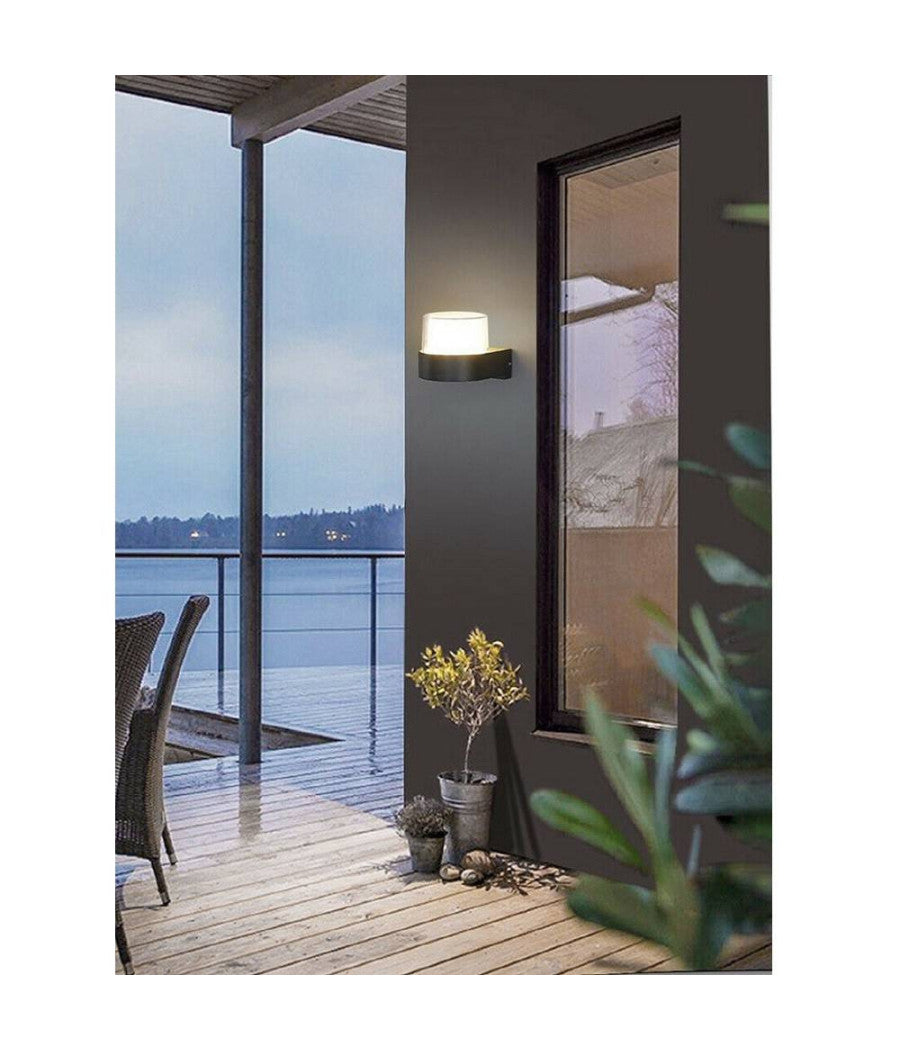 Applique Moderna A Led Per Esterno Da Parete Nero 7w Luce 6500k 3000k 4000k Es57  -bianco Naturale      -