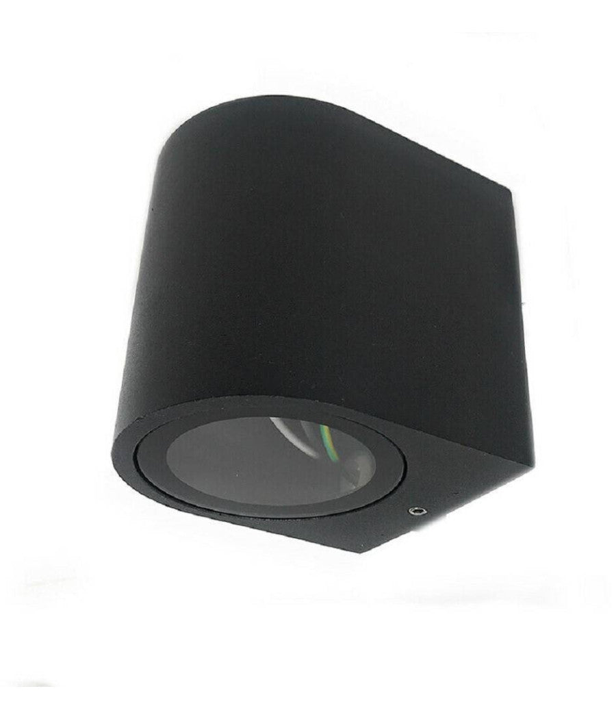 Applique Moderno A Parete Per Esterno Lampada Giardino Faretto Gu10 Ip65 Es53  Nero       