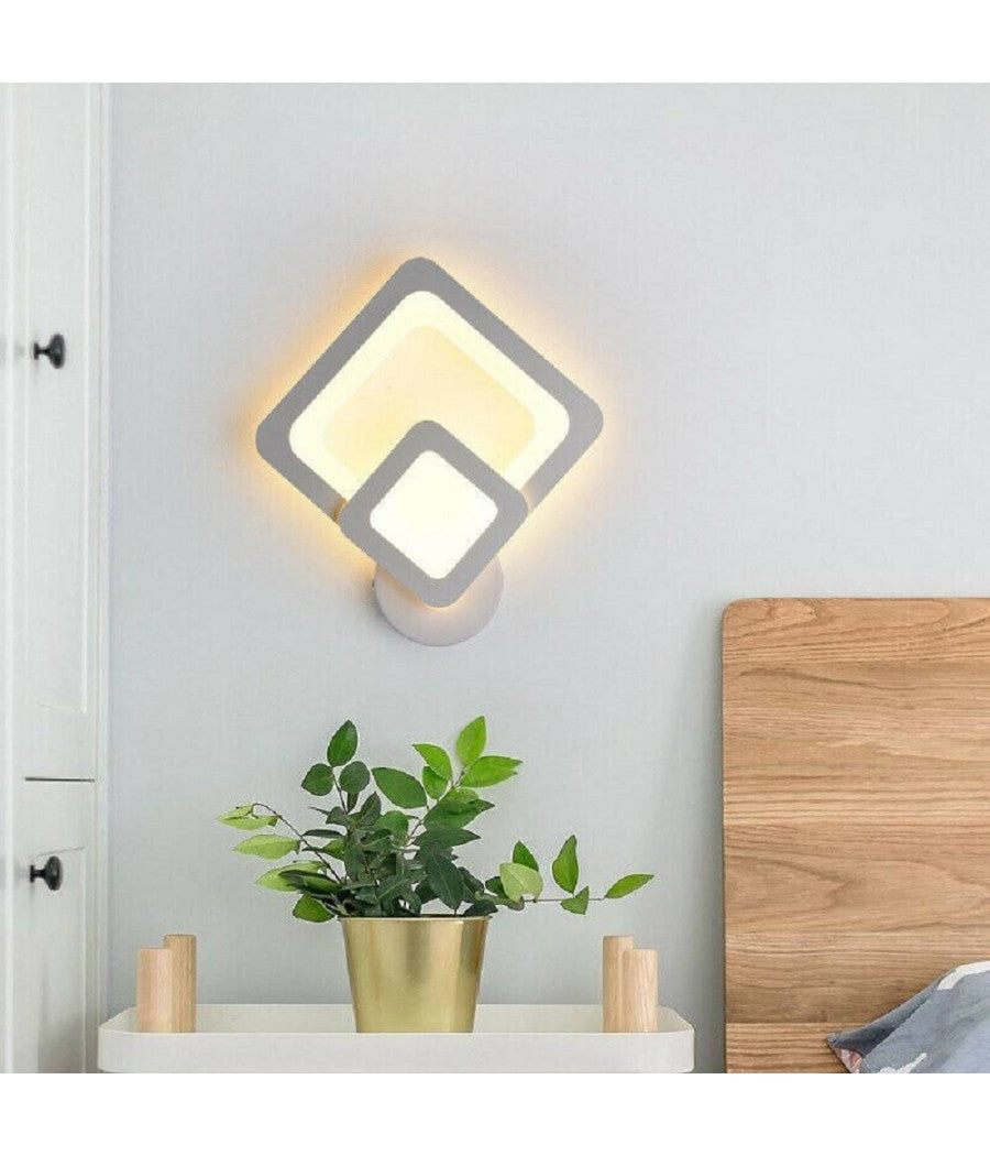 Applique Moderno Led Rombo 12w Lampada Da Parete Tre Colorazione Di Luce E82-b3c         