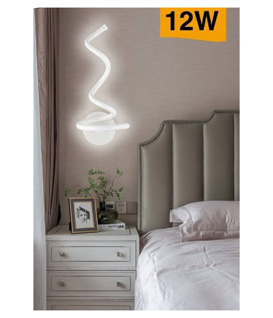 Applique Moderno Spirale Led 12 W Da Parete Abat Jour 3 Colorazione Luce E24-3c         
