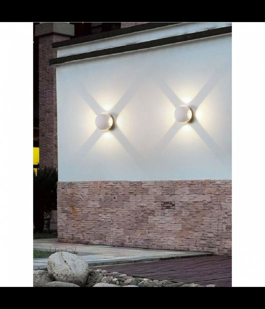 Applique Muro A Sfera 4 Fasci Di Luce Esterno Bianco Luce 3000k 6000k 4000k Es58  -bianco Naturale      -