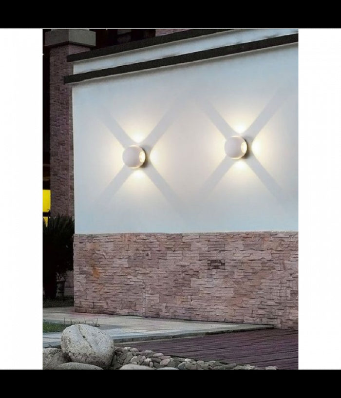 Applique Muro A Sfera 4 Fasci Di Luce Esterno Bianco Luce 3000k 6000k 4000k Es58  -bianco Naturale      -