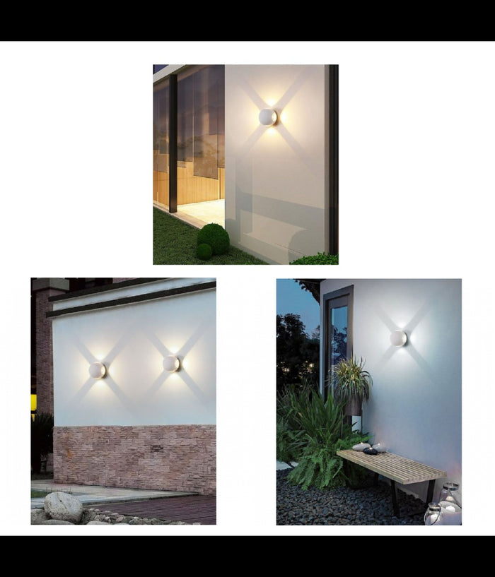 Applique Muro A Sfera 4 Fasci Di Luce Esterno Bianco Luce 3000k 6000k 4000k Es58         