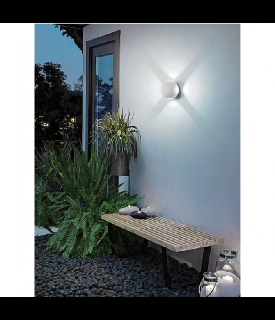 Applique Muro A Sfera 4 Fasci Di Luce Esterno Bianco Luce 3000k 6000k 4000k Es58         