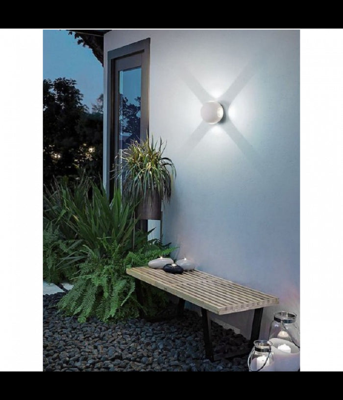 Applique Muro A Sfera 4 Fasci Di Luce Esterno Bianco Luce 3000k 6000k 4000k Es58         