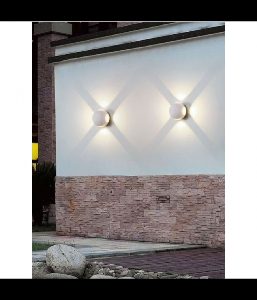 Applique Muro A Sfera 4 Fasci Di Luce Esterno Bianco Luce 3000k 6000k 4000k Es58         
