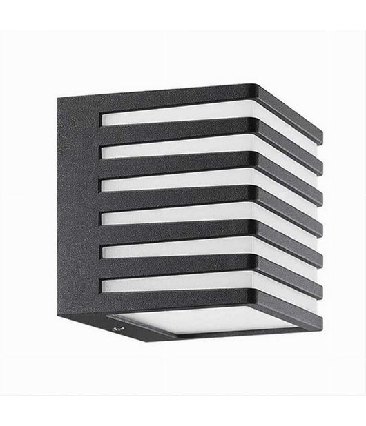 Applique Muro Esterno Led 10w Lampada Decorativa A Strisce Cubo Nero Ip54 B110-n         