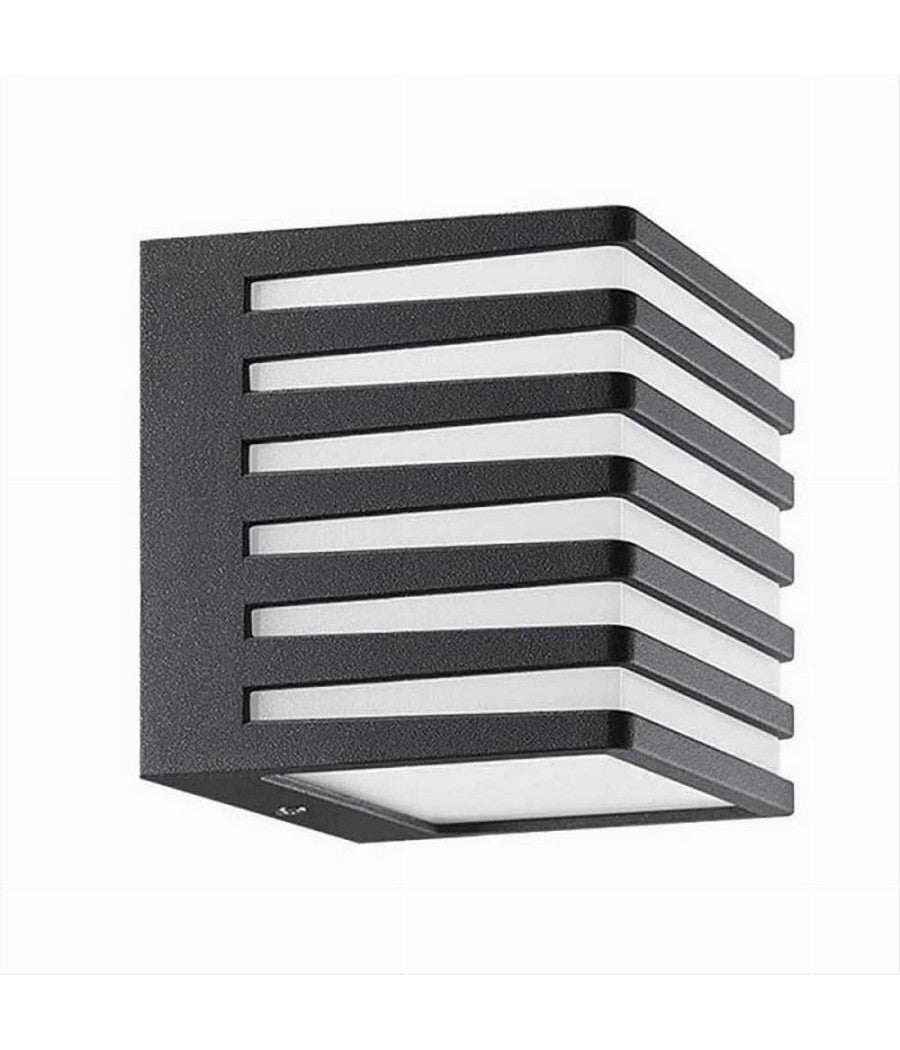 Applique Muro Esterno Led 10w Lampada Decorativa A Strisce Cubo Nero Ip54 B110-n         