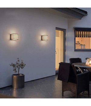 Applique Muro Esterno Led 10w Lampada Decorativa A Strisce Cubo Nero Ip54 B110-n  -bianco Naturale      -