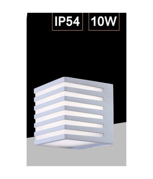 Applique Muro Esterno Led 10w Lampada Decorativa Strisce Cubo Bianco Ip54 B110-b  -bianco Naturale      -