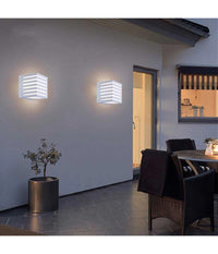 Applique Muro Esterno Led 10w Lampada Decorativa Strisce Cubo Bianco Ip54 B110-b  -bianco Naturale      -