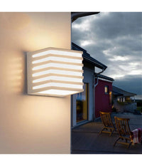 Applique Muro Esterno Led 10w Lampada Decorativa Strisce Cubo Bianco Ip54 B110-b  -bianco Naturale      -
