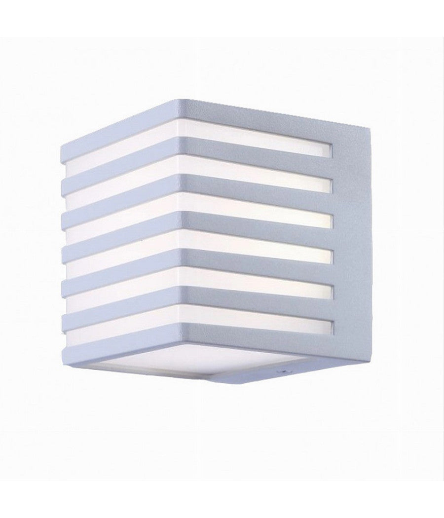 Applique Muro Esterno Led 10w Lampada Decorativa Strisce Cubo Bianco Ip54 B110-b         