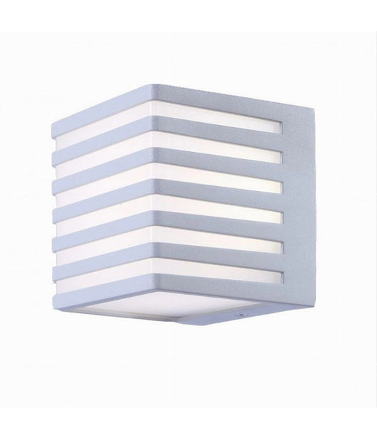 Applique Muro Esterno Led 10w Lampada Decorativa Strisce Cubo Bianco Ip54 B110-b         