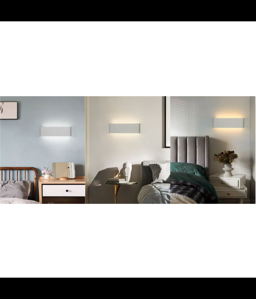 Applique Muro Led 15 W Doppia Emissione Di Luce Bianco Rettangolare Moderno E57         