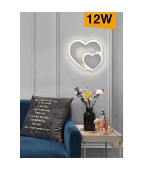 Applique Muro Led Interno Moderno Doppio Cuore 12 W Luce 3000k 4000k 6500k E83-b  -bianco Naturale      -