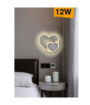 Applique Muro Led Interno Moderno Doppio Cuore 12 W Luce 3000k 4000k 6500k E83-b         