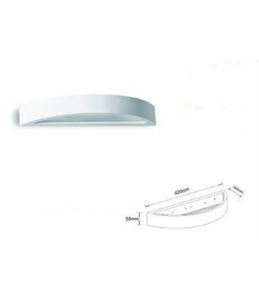 Applique Muro Moderno In Gesso Mezzaluna Slim 1xr7s Lampada Verniciabile Gs-e62         