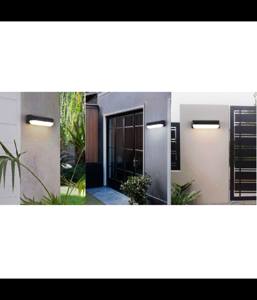 Applique Nero Da Esterno 12 Watt Luce Calda Fredda Naturale Es63         