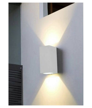 Applique Parete Doppia Emissione Attacco Gu10 Lampada Moderna Es55 Up & Down Ip65  Bianco       